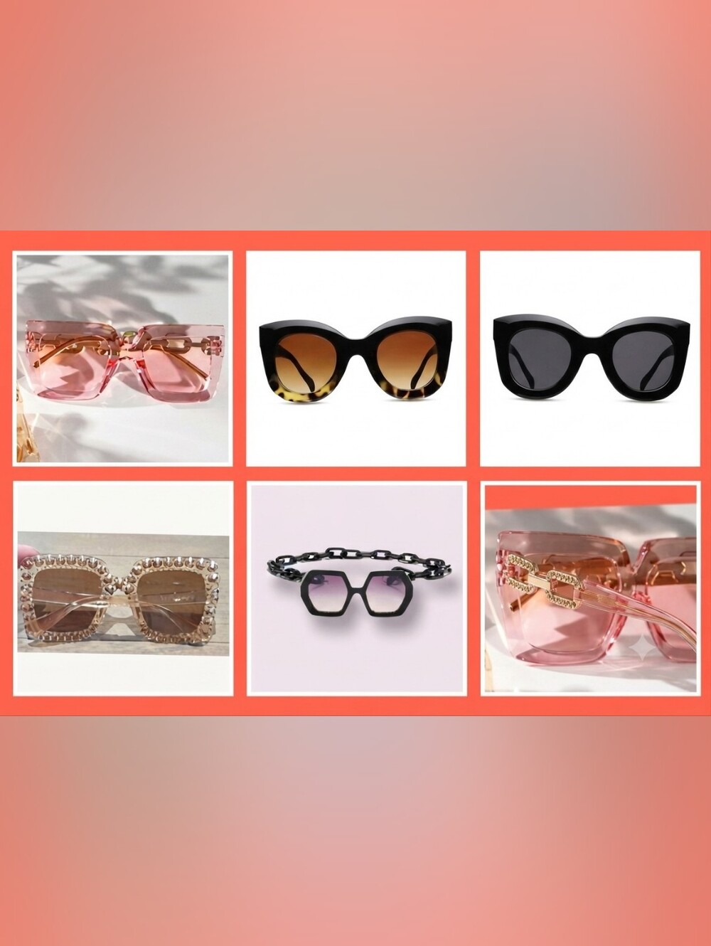 Sunglasses 5 pair cat eye large frame Hollywood, rapper, trendy bougie, vacation